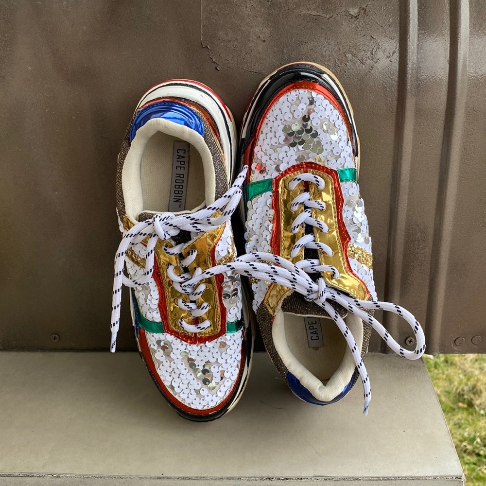 Cape Robbin very colorful and sparkly sneakers. 🌹